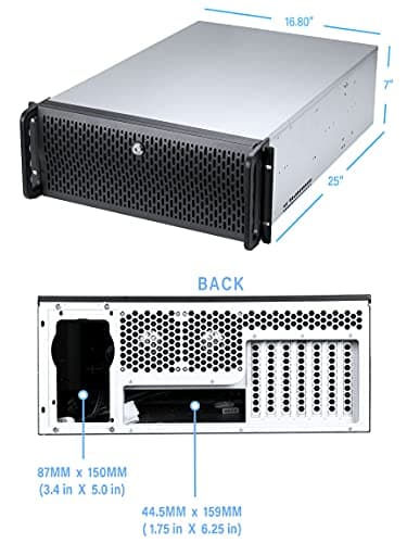 Rosewill 4U Server Chassis Hot Swap HDD 12 Bay Rack Mount Server Case, Support 12x 3.5 HDD Bays E-ATX Board, Rackmount Server Case Include Front 3X 120mm Fans Rear 2X 80mm Fans, 25" Deep RSV-L4412U