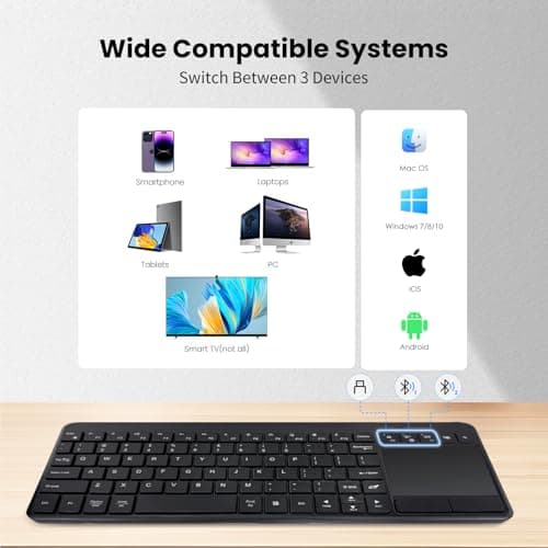 Wireless Bluetooth TouchPad Keyboard with Multi-Device,TV Keyboard with Multi-Touch Big Size Trackpad for TV,Windows,Laptop,Tablet,Windows,Android,Chrome OS
