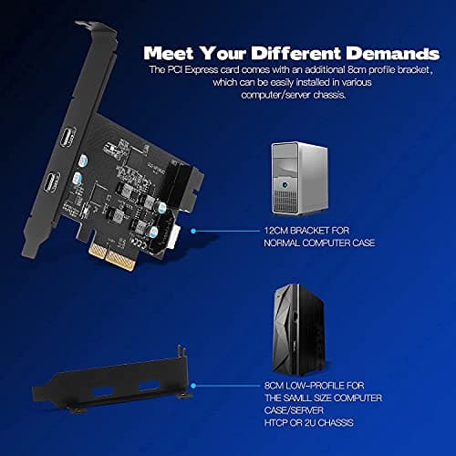 USB C PCIe Card SuperSpeed 10Gbps with 2 USB C and 2 Internal Port(Type-E,19 Pin USB 3.0 Header) PCI-E Expansion Cards PCI Express Front Panel Adapter for Desktop PC
