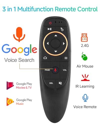 EASYTONE Air Mouse Remote Control, 2.4 GHz Wireless Voice Remote Control with IR Learning, Wireless Connection via USB Receiver Air Mouse for PC Android TV Box Laptop Projector Windows Android Mac OS