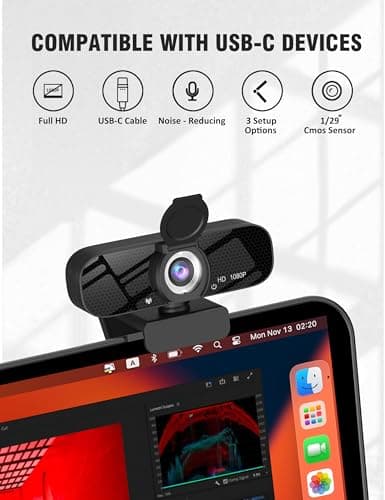 Full HD 1080P Video Webcam and Wide Angle Camera with Built-in Microphone and Rotatable Tripod,for Laptop Computer or Desktop PC,Great for Live Streaming.Calls.Video Conferencing(Black)-1