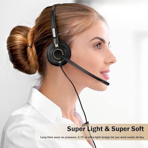 USB Headset with Microphone Noise Cancelling & Audio Controls Ultra Comfort USB Headphone for Computer Laptop Pc Business Skype UC Webinar Call Center Office