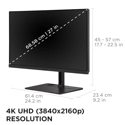 ViewSonic VP2776T-4K 27 Inch 4K UHD IPS Monitor with Advanced Ergonomics, Thunderbolt 4, 100% sRGB Rec 709, Pantone Validated, USB C, HDMI 2.1, and DP Daisy Chain for Home and Office