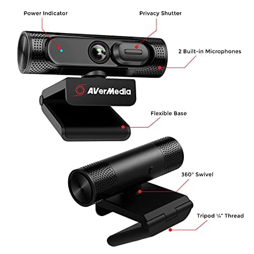 AVerMedia PW315 Full HD 1080p 60fps Webcam for Game Streaming, Video Calls and Content Creating with CamEngine and 3rd Party Software Support, TAA/NDAA Compliant