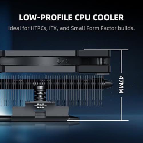 ID-COOLING IS-40-XT Black - 47mm Height Low Profile CPU Cooler, 4 Direct-Contact Heat Pipes Air Cooler for HTPCs, ITX, and Small Form Factor Builds, 92×92×15mm Slim Fan, Support Intel & AMD Socket