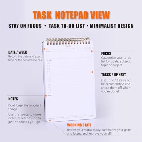 Focused To Do List Notebook For Work With 54 Sheets-A5 Daily Task Notepad is Perfect Desk Productivity Tool For Busy Lives With Big Lists-Task Checklist Organizer Agenda Pad-Goal Setting Journal