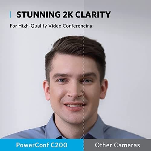 Anker PowerConf C200 2K Wireless Webcam for PC/Laptop/Mac, Computer Camera, Low-Light Correction, AI-Noise Canceling Mics, Adjustable Field of View, Built-in Privacy Cover, Stereo Mics, for Meeting
