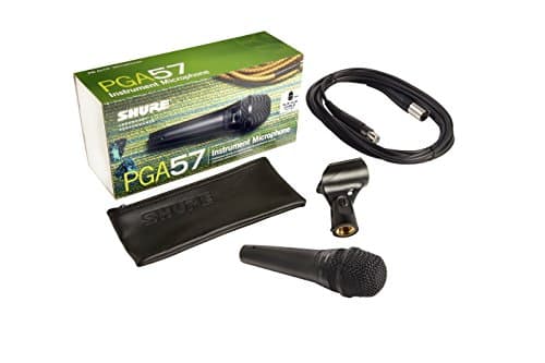 Shure PGA57 Dynamic Microphone - Professional Quality Instrument Mic with Cardioid Pick-up Pattern, 3-in XLR Connector, 15' XLR-to-XLR Cable, Stand Adapter and Zipper Pouch, (PGA57-XLR)
