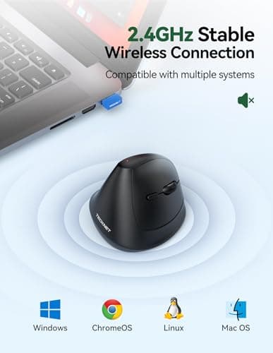 TECKNET Mini Vertical Wireless Mouse, Ergonomic Mouse for Small Hands, 4800DPI, 5 Adjustable DPI Levels, 6 Buttons, 2.4GHz Silent Optical Wireless Mouse for Laptop, Computers, PCs, Macs