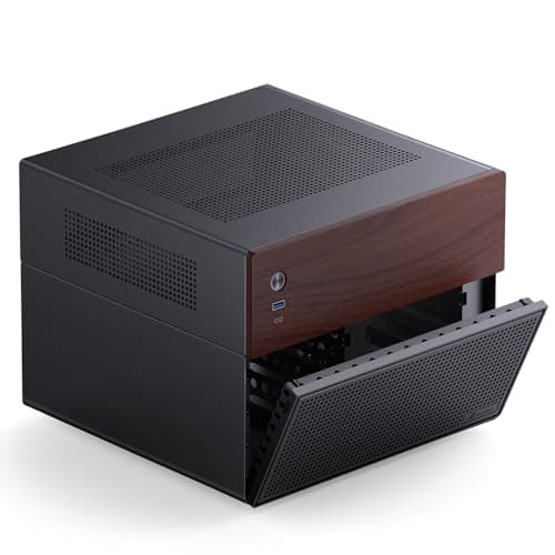JONSBO N4 Black NAS Pc Case, Walnut Wood, 8-Drive Bay/6 * 3.5 "HDD (4 hot-swap,2 Non hot-swap),2 * 2.5SSD,Micro ATX Chassis, USB3.2Gen2Type-C, 1x120mm Fan Built-in, Black