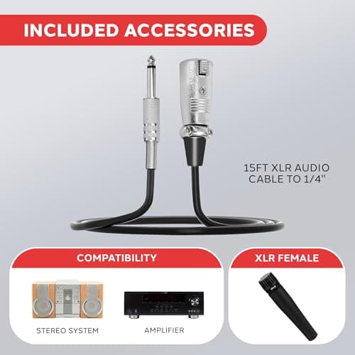 PylePro Dynamic Handheld Microphone, Professional Moving Coil Mic with Built-in Pop Filter, Wide Frequency Response, High Signal Output, Rugged Design, Low Noise Circuitry, 15' ft. XLR Cable Included