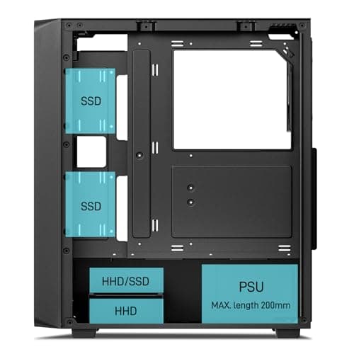 DARKROCK EC2 Black ATX Mid Tower PC Case, Type-C Ready, Supports 50 Series Graphics Cards, Tempered Glass Side Panel, up to 8 x 120mm Cooling Fans & 1 x 360mm Radiator, 1 x Pre-Installed Fan