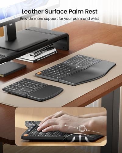 ProtoArc Wireless Ergonomic Keyboard, EK04 2.4GHz Wireless Ergo Keyboard with Separate Numeric Keypad, Split Design, Wrist Rest, Rechargeable, for Windows, Desktop, PC, Laptop