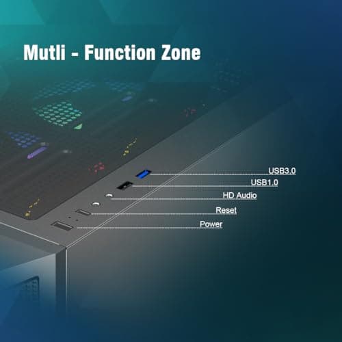 RUIX CV103 ATX Mid-Tower PC Case, Pre-Installed 4 x 120mm RGB Fans, RGB Color Lighting, Tempered Glass, USB 3.0, Gaming Computer Case, High-Airflow - Black