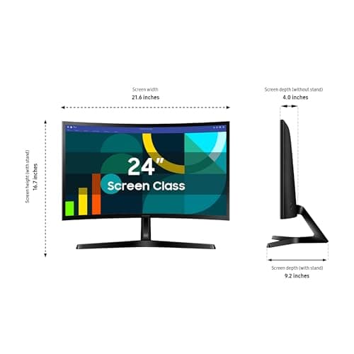 Samsung 24" Essential S3 (S36GD) Series FHD 1800R Curved Computer Monitor, 100Hz, Game Mode, Advanced Eye Comfort, HDMI and D-sub Ports, LS24D366GANXZA