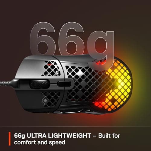 SteelSeries Aerox 5 - Holey RGB Gaming Mouse - Ultra-lightweight Water Resistant Design - 18K DPI TrueMove Air Optical Sensor