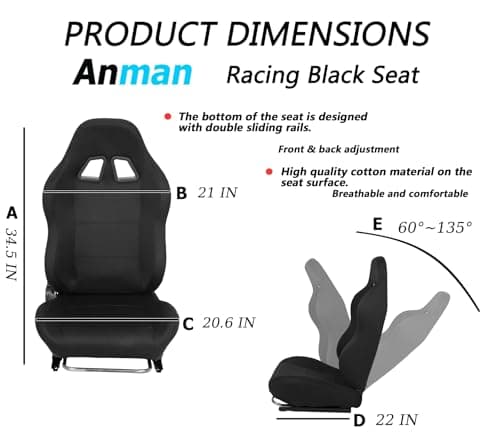 Anman Racing Simulator Cockpit 50mm Large Round Tube Vertical Bracket Seat with Monitor Display TV Stand Fit for Logitech/Thrustmaster/Fanatec G29 G920, Wheel Shifter Pedals NOT Included