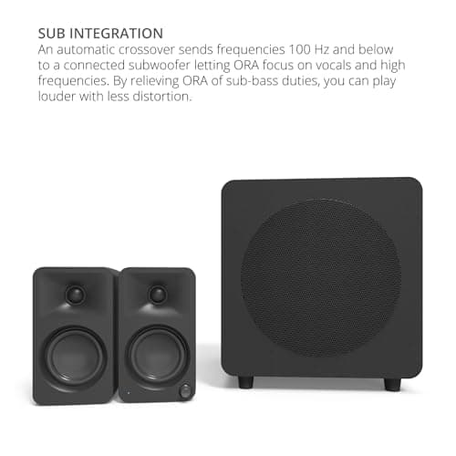 Kanto ORAMB 100W Powered Reference Desktop Computer Speakers with Bluetooth 5.0 and USB-C Input | Bi-Amplified | 100 Hz Automatic Crossover | Reference Quality Sound | Pair | Black