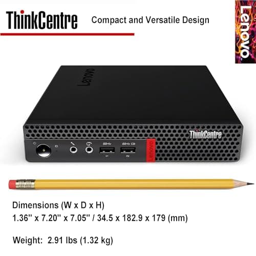 Lenovo ThinkCentre Mini Business Desktop, 16GB RAM, 256GB SSD, AMD Dual-Core Processor, Dual-Display Support, Wi-Fi, Bluetooth, USB, RJ-45, Keyboard&Mouse Included, Windows 11 Pro, Just 1 Liter Volume