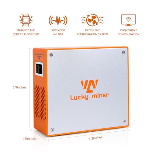Litecoin, Dogecoin Miner Lucky Miner LG07 Scrypt Algorithm ASIC Miner 11MH/S 2.4GHz WiFi or Hotspot Quiet Include PSU, Crypto Mining Machine for Home Use，Orange
