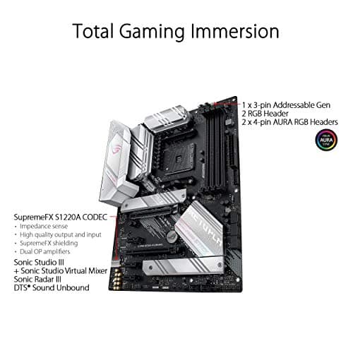 ASUS ROG Strix B550-A Gaming Desktop Motherboard - AMD B550 Chipset - Socket AM4 - ATX - 128 GB DDR4 SDRAM Maximum RAM - DIMM, UDIMM - 4 x Memory Slots - HDMI - DisplayPort - 6 x SATA Interfaces