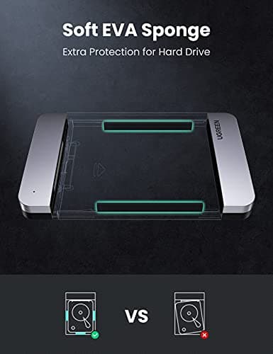 UGREEN USB C Hard Drive Enclosure for 2.5" SATA SSD HDD - Aluminum USB C to SATA Adapter USB 3.1 Gen 2 Support UASP - Compatible with MacBook Pro Air, WD, Seagate, Toshiba, Samsung, Hitachi