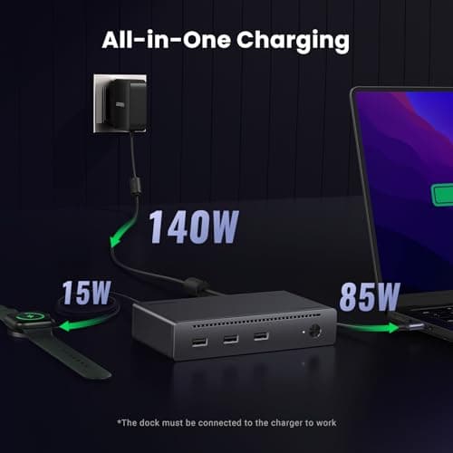 UGREEN Revodok Max 208 8-in-1 Thunderbolt 4 Dock - 40Gbps Hub, 3 x Thunderbolt 4, Dual 4K@60Hz or Single 8K Display, 85W Charging, Gigabit Ethernet, 3 x USB A 3.2 for Mac M1/M2/M3/M4 Pro/Max