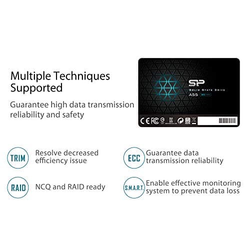 SP Silicon Power 4TB SSD 3D NAND A55 SLC Cache Performance Boost SATA III 2.5'' 7mm (0.28'') Internal Solid State Drive (SP004TBSS3A55S25)
