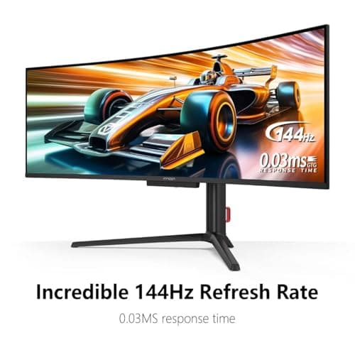 INNOCN 49" OLED Ultrawide Curved Gaming Monitor 5120 x 1440p 144Hz, 0.03ms, USB Type C 90W, HDMI 2.1, DisplayPort, USB Hub, Speakers, Adaptive-Sync, Adjustable Stand, Black