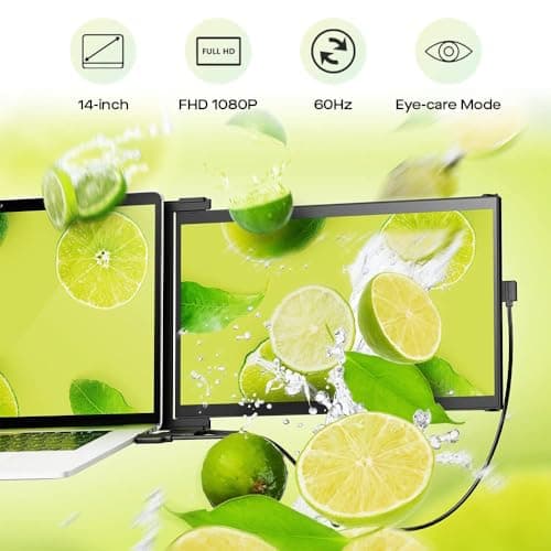 Mobile Pixels 2025 Duex Max DS 14.1'' FHD 1080p Laptop Screen Extender, USB Type-C/HDMI Ports, Portable Monitor for 14'' to 17 Inch Laptops, Compatible with macOS/Windows/Apple/Android/Switch(Black)