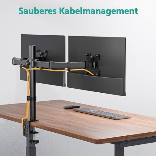 WALI Dual Monitor Desk Mount, Monitor Stand for 2 Monitors Up to 27inch, Dual Monitor Mount Max 22lbs for Home, Office, School (M002), Black