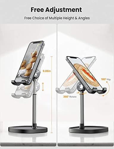 LISEN Cell Phone Stand Adjustable for iPhone Phone Holder for Desk, Office Desk Accessories Computer PC for iPhone Stand Gaming Essentials Fit Otterbox Case Phones Switch Kindle iPad Air Tablet 4-10in