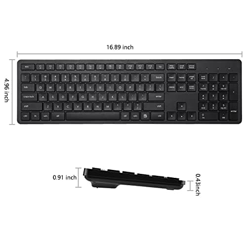 Wireless Keyboard, 2.4G USB External Silent Cordless Keyboard for Windows Chrome Laptop Computer PC Desktop Notebook Chromebook, 106 Keys Full Size with Number Pad (Black)