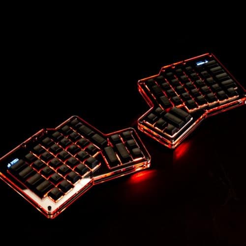Apos ErgoDox 76 "Hot DOX V2 Split Ergonomic Mechanical Keyboard — Ortholinear, Indicator Screen, QMK/VIA Firmware, RGB, USB-C, PBT Keycaps, Hotswap (Dark - Kailh Rose Red Switches)
