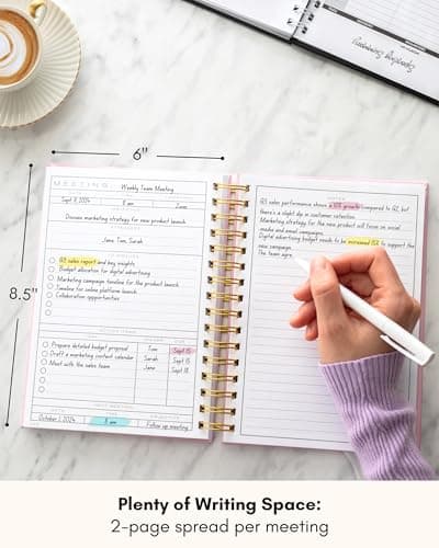 Lamare Meeting Notebook for Work Organization – Perfect Work Notebook for Note Taking & Meeting Planner for Productivity