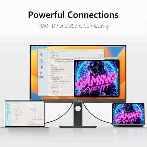 INNOCN 27 Inch 4K Monitor Computer UHD 3840 x 2160 LCD IPS Display, HDR400, USB C 65W, DP, HDMI, PC Monitor for Mac Laptop, 1.07B+ Colors, Built-in Speakers, Pivot/Height Adjustable Stand, Black