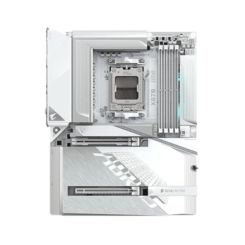 GIGABYTE X870 AORUS Stealth ICE AMD AM5 Motherboard, ATX, DDR5, 4X M.2, PCIe 5.0, 2xUSB-4,USB-C, WIFI7, 5GbE LAN, EZ-Latch