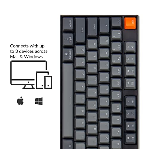 Keychron K10 Full Size 104 Keys Bluetooth Wireless Mechanical Gaming Keyboard for Mac Windows K Pro Brown Switch, Multitasking/White LED Backlight/USB C Wired Computer Keyboard