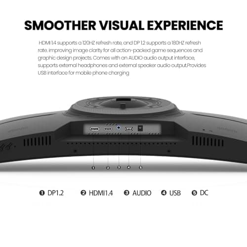 CRUA 27" Curved Gaming Monitor, 180Hz/200Hz FHD 1080P VA Screen 1500R Computer Monitors, 1ms(GTG) with FreeSync, Low Motion Blur, DisplayPort, HDMI, Support Wall Mount Install- Black
