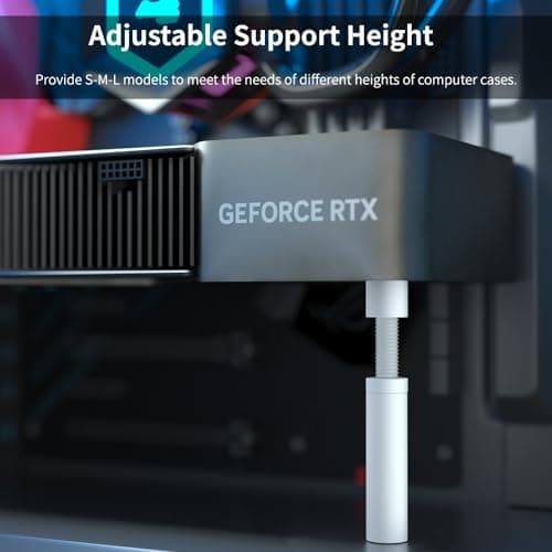 GPU Support Bracket White, Graphics Card Support, GPU Bracket Brace, Video Card Sag Holder Bracket with Magnet, GPU Stand, Adjustable Anti Sag GPU Stand Aluminum 72-125mm White