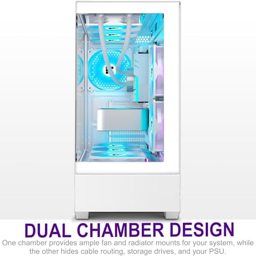 PC Case - Pre-Installed 6 PWM ARGB Fan, ATX Mid-Tower Gaming PC Case, Type-C,FOIFKIN (White, F1)