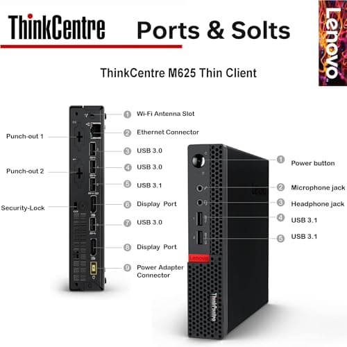 Lenovo ThinkCentre Mini Business Desktop, 16GB RAM, 256GB SSD, AMD Dual-Core Processor, Dual-Display Support, Wi-Fi, Bluetooth, USB, RJ-45, Keyboard&Mouse Included, Windows 11 Pro, Just 1 Liter Volume