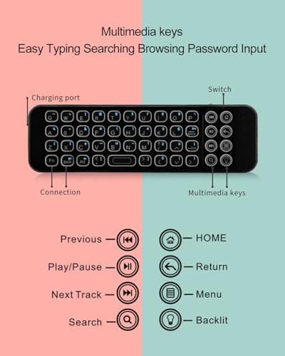 iPazzPort Mini Bluetooth Wireless Keyboard with Voice-Remote-Control Case for TV-Stick 4k Max/TV Cube and Compatible with Insignia/Toshiba/Pioneer Fires Smart TVs.