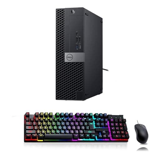 Dell Optiplex 7050 SFF PC Desktop Computer Set, 24" FHD Monitor, RGB Speaker, Intel Core i5-6th 3.2GHz Up to 3.6GHz, 512GB SSD, 16GB RAM, RGB Keyboard, Mouse, DP Cable, Win 10 Pro(Renewed)