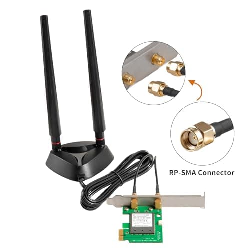 9dBi WiFi 6 6E Tri-Band 2.4GHz + 5 GHz + 6GHz Magnetic Base Gaming Antenna for WiFi 6 6E Router PC Desktop Computer PCI-E Card Bluetooth Gaming Motherboard