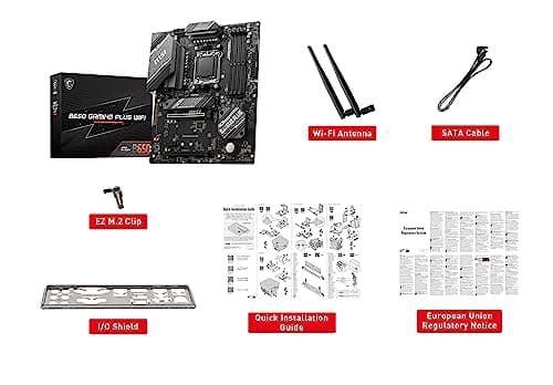 MSI B650 Gaming Plus WiFi Gaming Motherboard (AMD Ryzen 9000/8000/7000 Series Processors, AM5, DDR5, PCIe 4.0, M.2, SATA 6Gb/s, USB 3.2 Gen 2, HDMI/DP, Wi-Fi 6E, Bluetooth 5.3, 2.5Gbps LAN, ATX)