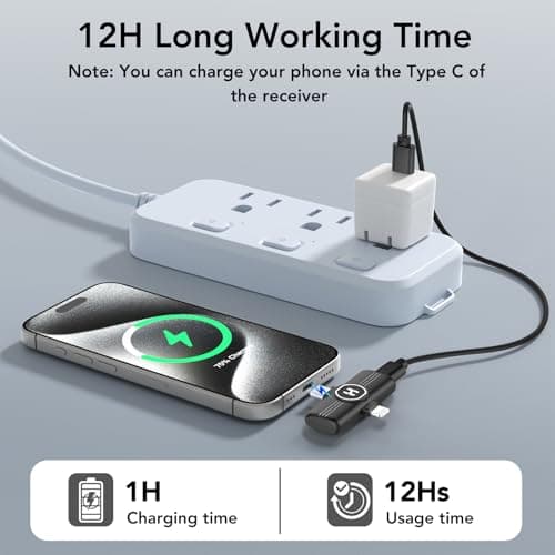 2 Pack Type C Mini Wireless Lavalier Microphone for iPhone, iOS and Android Devices - Noise Reduction Lapel Mic for Recording, Clip on Omni Lav Mic for Video Recording, Tiktok, YouTube, Vlog