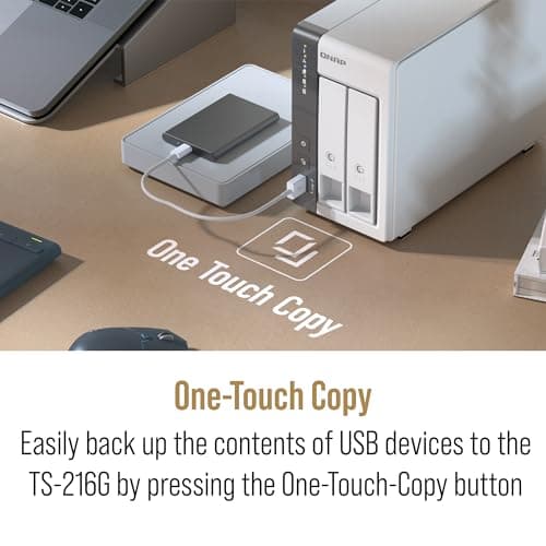 QNAP TS-216G-US - The Most Affordable 2-Bay 2.5GbE Desktop NAS, Equipped with ARM Cortex-A55 Quad-Core CPU, Built-in NPU and 4GB DDR4 RAM (Diskless)