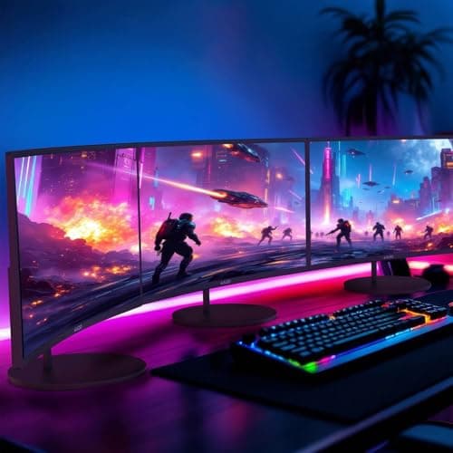 Kado Triple Monitor Setup - 3-Pack 27" Curved 1920x1080 Computer Monitor 1500R 75Hz VESA Mount HDMI Office Gaming Hybrid Built-in Speakers (C27X Trio Series)
