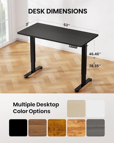 Height Adjustable Electric Standing Desk, Sit Stand up Desk, Memory Computer Home Office Desk with Two-Piece Desktop (Black, 48 * 24 Inch)